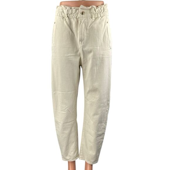 Zara Womens White High Waisted Tapered Barrel Casual Cropped Denim Jeans Size 2 - Picture 1 of 4